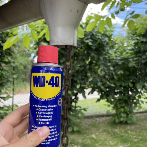 Eső csatorna lánc karbantartása WD40-el